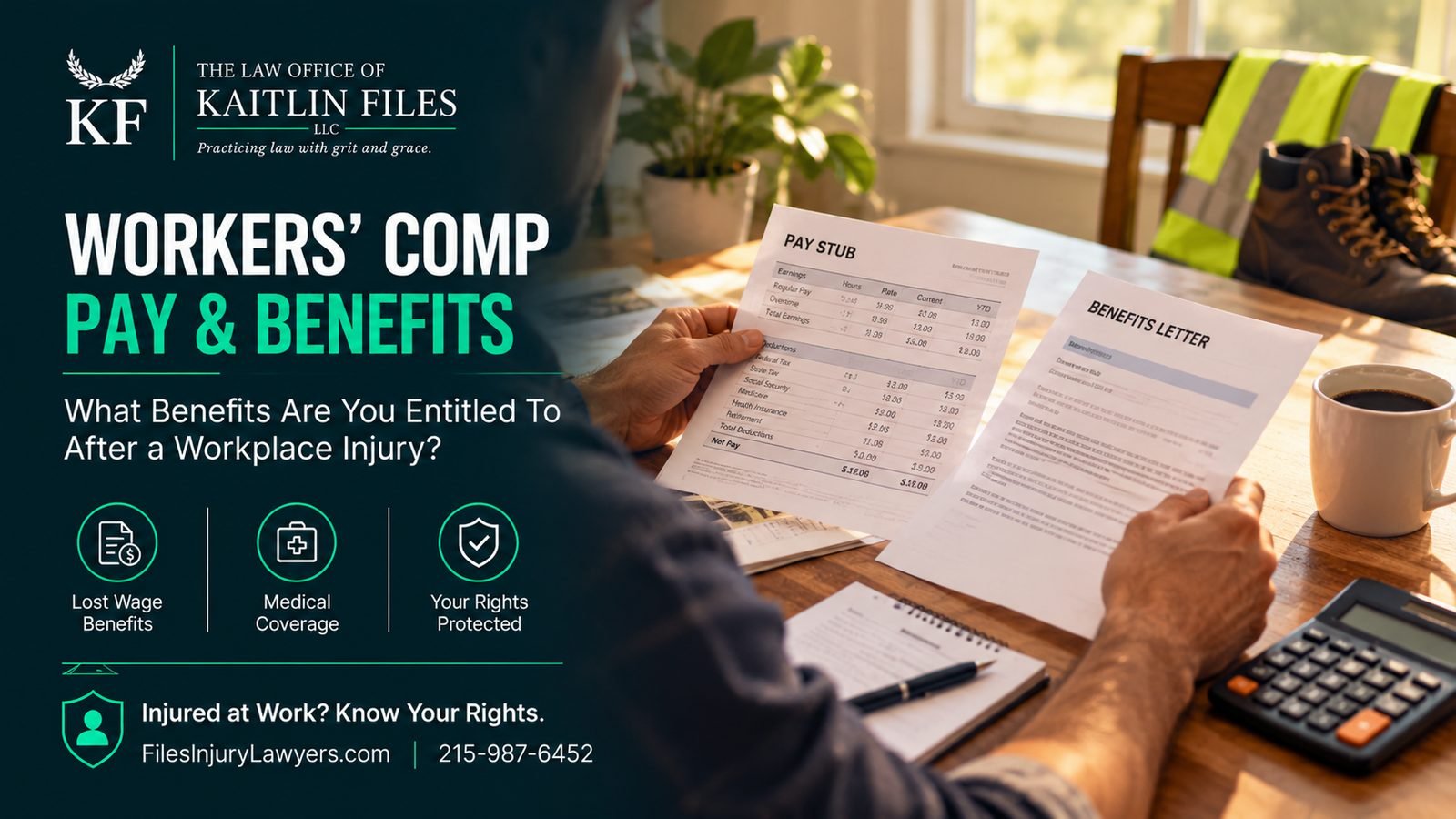 Average weekly wage – injured worker comparing a pay stub and workers' comp benefits letter