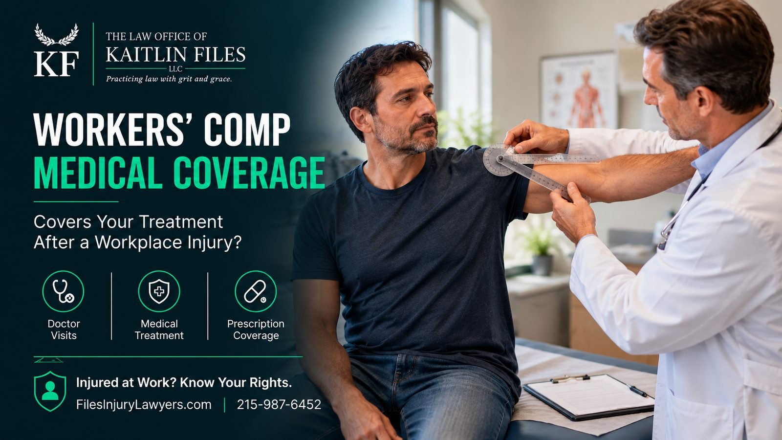 Impairment rating evaluation – doctor measuring an injured worker's shoulder range of motion