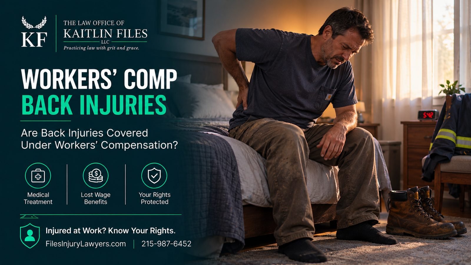Pre-existing condition – worker with back pain sitting on the edge of his bed